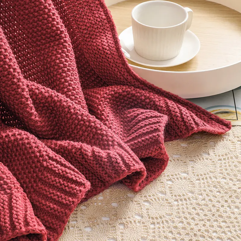 Battilo Thick Warm Waffle Throw Blanket Luxury Knitted Plaid Blanket for Sofa Couch Bedspread on the Bed Living Room Home Decor