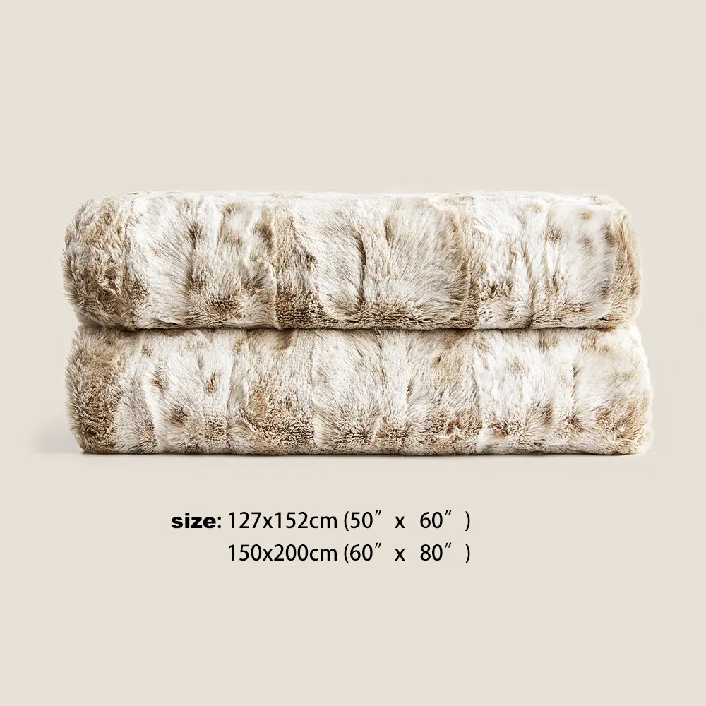 Battilo Leopard Faux Fur Throws Double Layer Cozy Fluffy Plush Throw Blanket Plaid Blankets for Couch Sofa Bed Living Room Decor