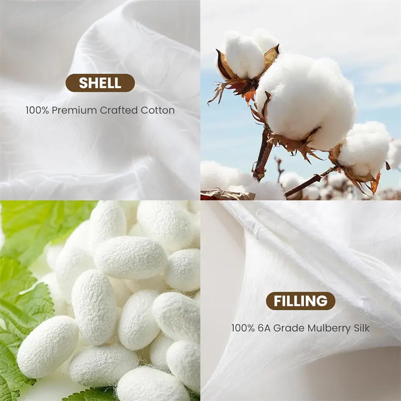 Luxury Pure Mulberry Silk Summer Quilt Comforter Jacquard Cotton Shell Breathable Air Condition Cooling Blanket Queen King Size