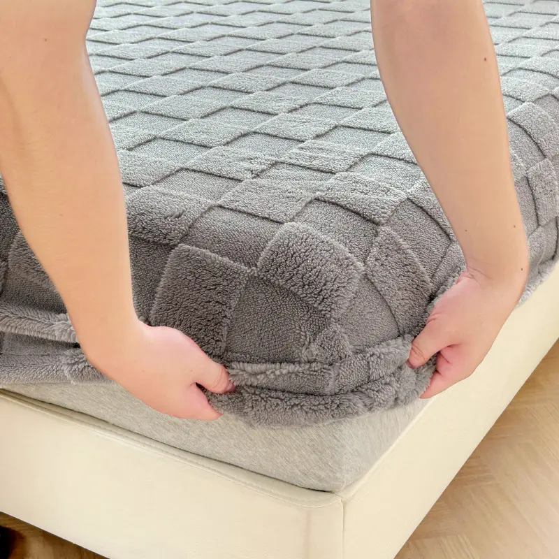 Winter Warm Fitted Bed Sheet Taff Velvet Fleece Bed Linen Single/Double/King/Queen Size Plush Mattress Cover Thick Bed Cover