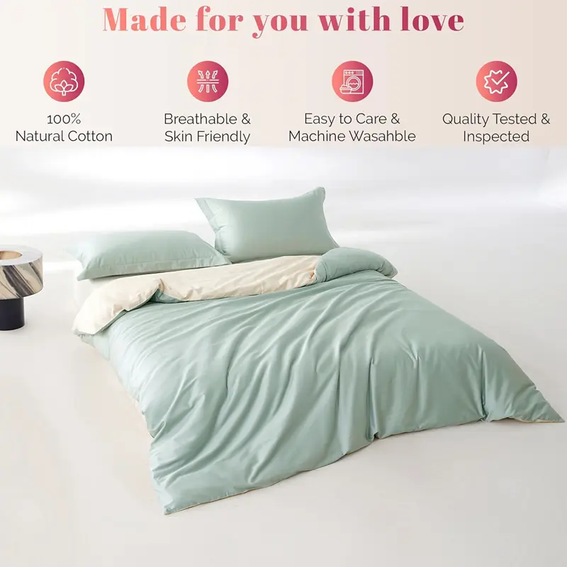 Soft 800 Thread Count Egyptian Cotton Duvet Cover, Luxury Bedding Comforter Cover with Zipper Closure, All Seasons Quilt Cover