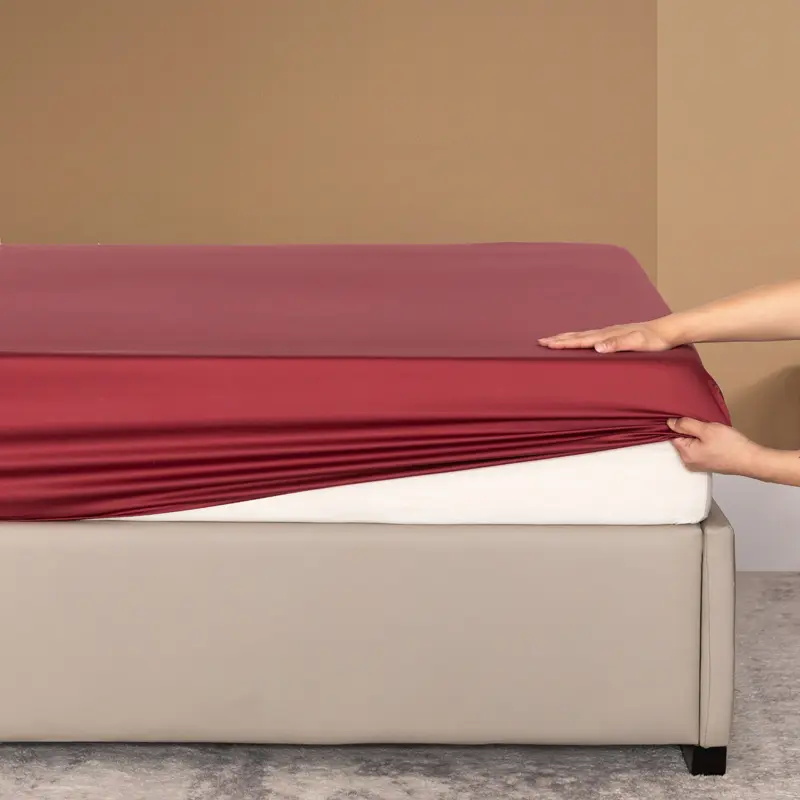 100% Bamboo Fitted Sheet with Elastic Band Smooth Cooling Bedsheet 1000 Thread Count Anti-slip Mattress Cover for Queen King Bed