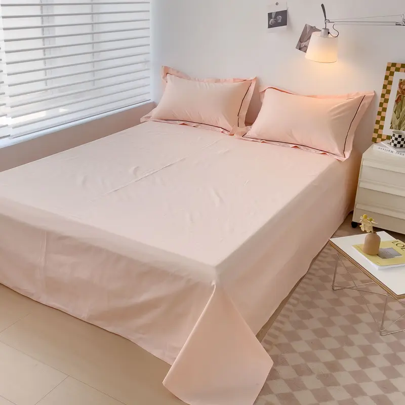 Soft Egyptian Cotton Bed Sheet Home Textile Luxury 400TC 100% Cotton Flat Sheets Bed Linen Single Queen King Size Bedspreads