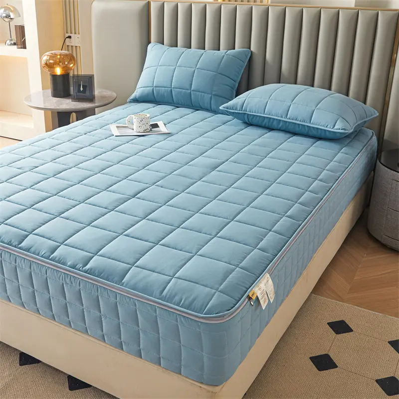 Six Sides Full Enclosed Mattress Protector Cover with Zipper Closure Thicken Quilted Mattress Topper Pad Luxury Soft Bed Sheet