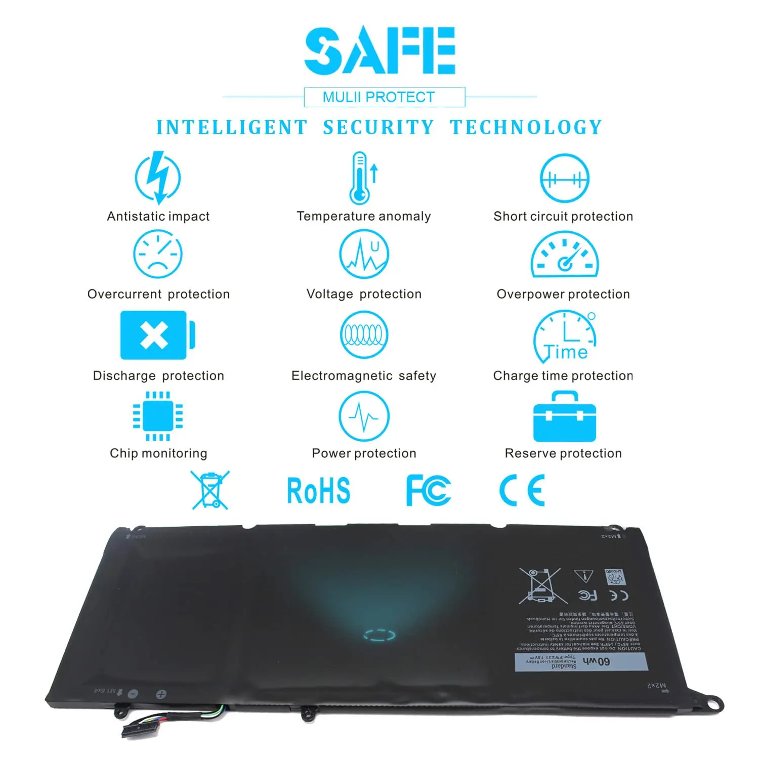 PW23Y Laptop Battery for Dell XPS 13 9360 P54G002 13-9360-D1605G 13-9360-D1605T D1609 D1705 D1505 2017 TP1GT RNP72 0RNP72 0TP1GT
