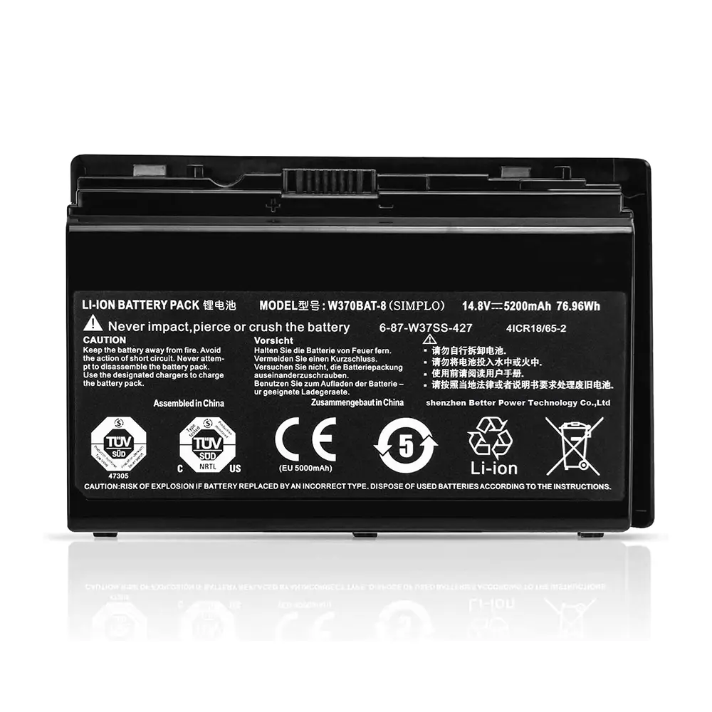 W370BAT-8 Battery for Clevo W350ET W350ST W350ETQ W355STQ W370ET W370SK Sager NP6350 NP6370 Hasee CW35S Series 6-87-W37SS-427