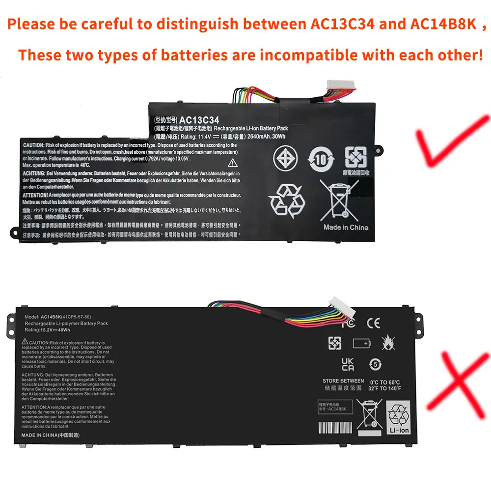 AC13C34 Laptop Battery for Acer Aspire V5-122P V5-132P E3-111 E3-112V E3-111-C0M6 E3-111-C0UM E3-111-C5AL ES1-111M MS237