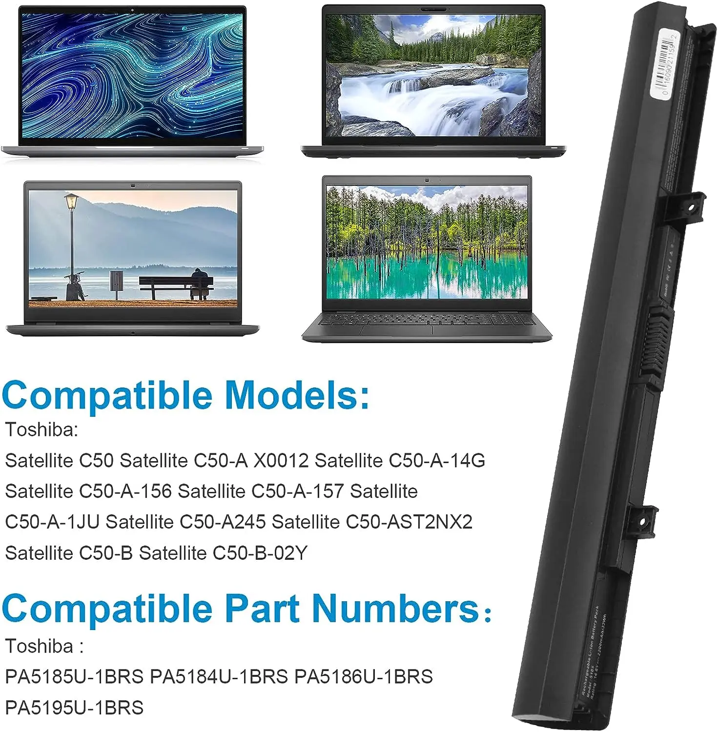 PA5185U-1BRS Battery for Toshiba Satellite C50 C55 C55D C55T L55 L55D L55T Series C55-B5200 C55D-B5310 PA5186U-1BRS PA5195U-1BRS