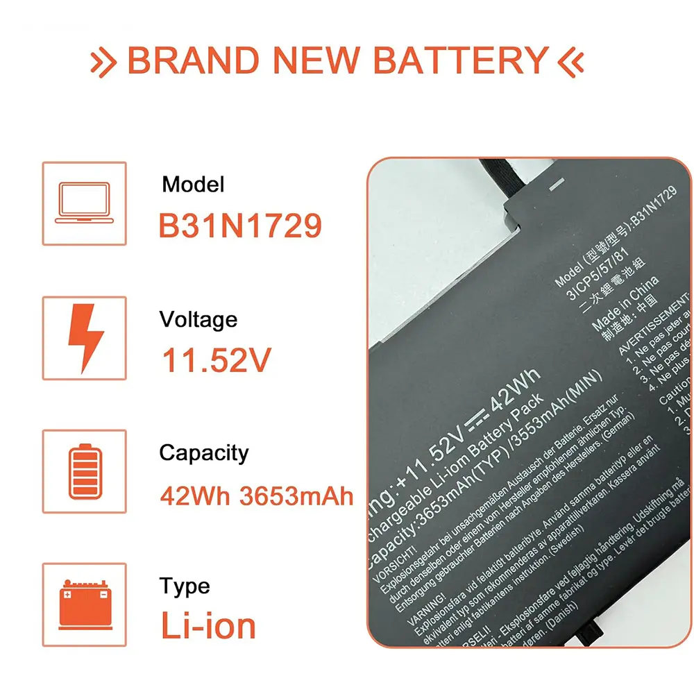 B31N1729 Laptop Battery for Asus VivoBook S15 S530 S530U S530UF S530FA X530UA X530UF X530FA X530FN K530F V530FF P1502FF S5300F
