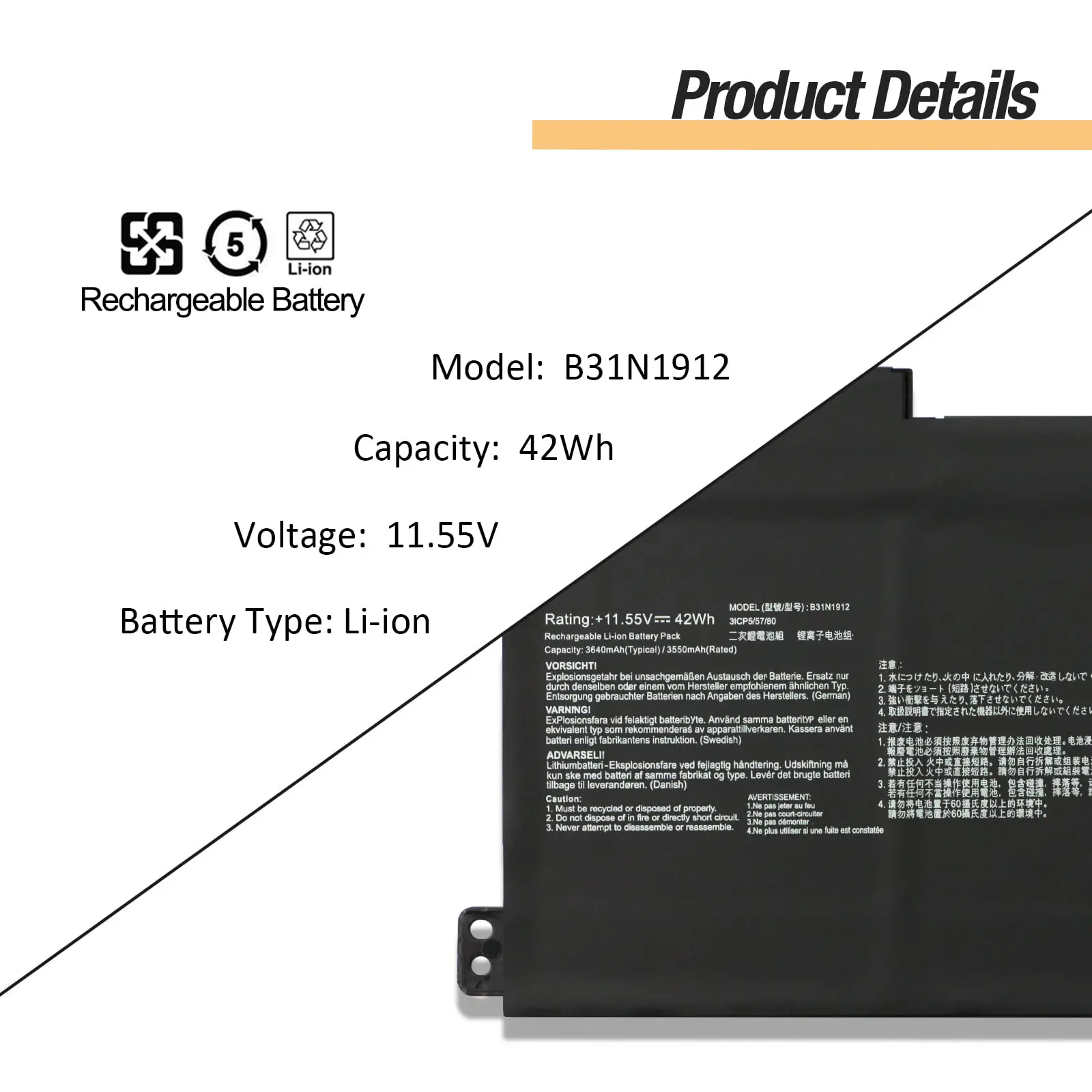 B31N1912 C31N1912 Battery for ASUS VivoBook 14 E410M E410KA E510KA E510MA L410MA L510MA F414MA E410KA-EK037WS E410MA-BV1312WS