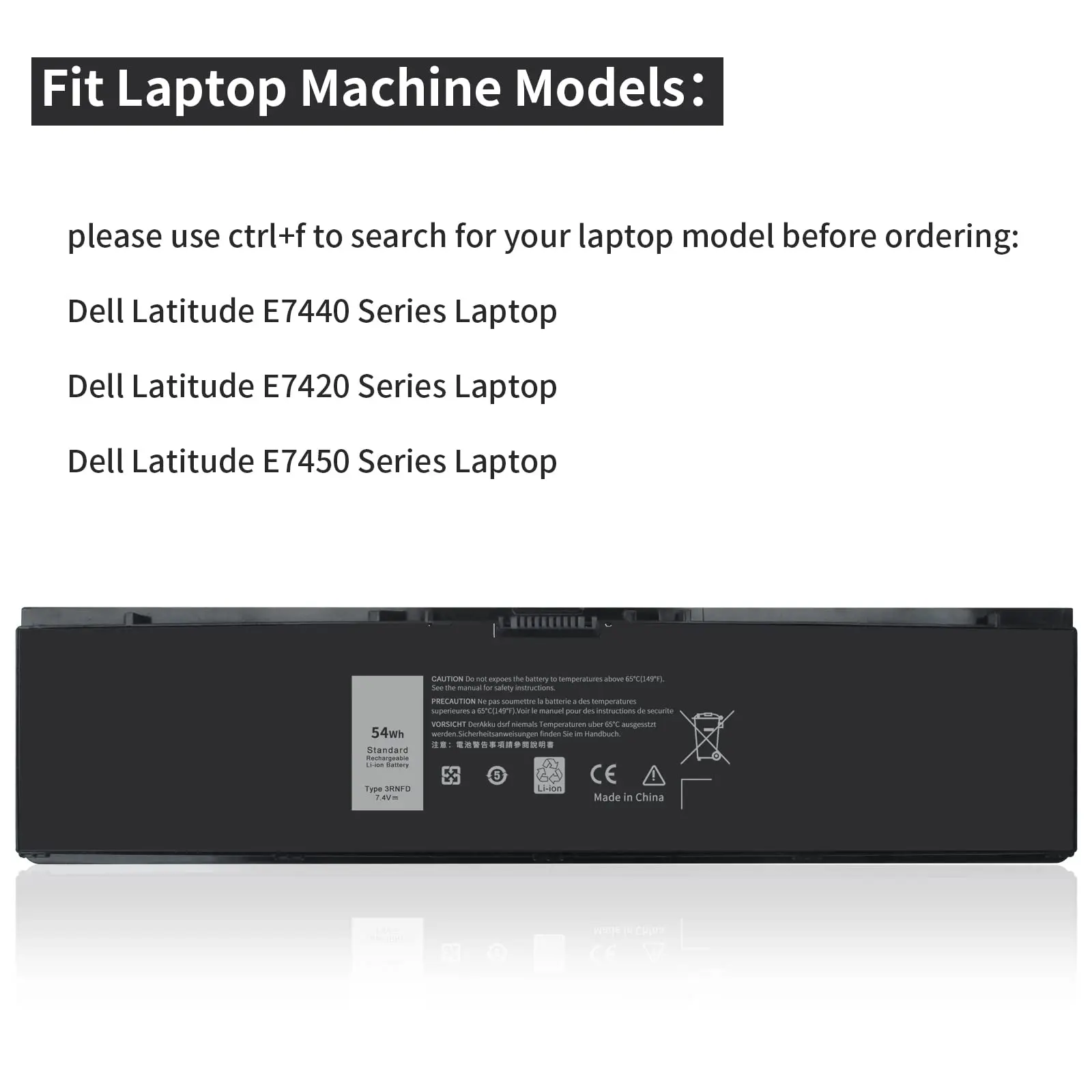 High Capacity 54Wh 3RNFD Battery for Dell Latitude 14 E7440 E7450 E7420 Series Laptop V8XN3 G95J5 34GKR 0909H5 0G95J5 PFXCR