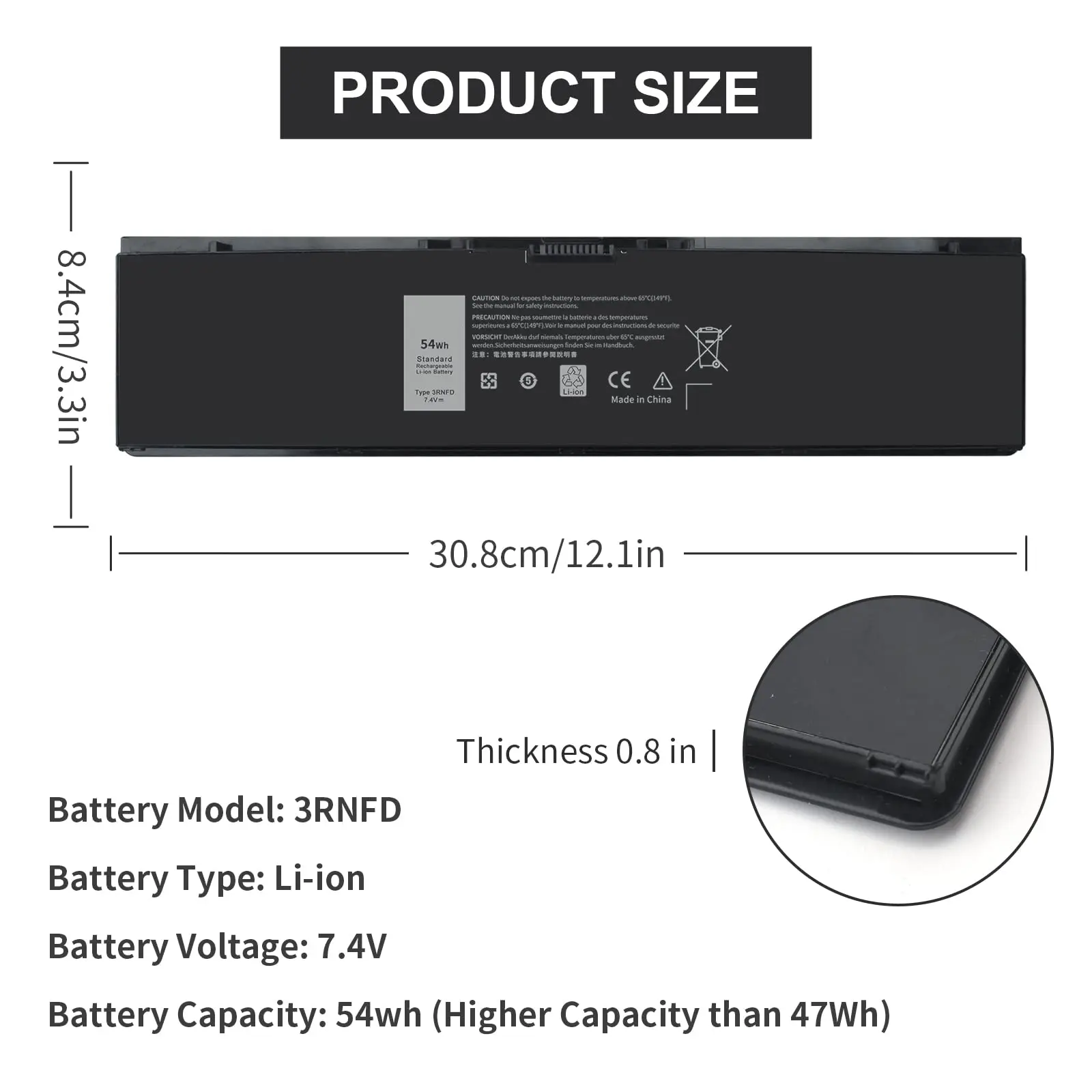 High Capacity 54Wh 3RNFD Battery for Dell Latitude 14 E7440 E7450 E7420 Series Laptop V8XN3 G95J5 34GKR 0909H5 0G95J5 PFXCR