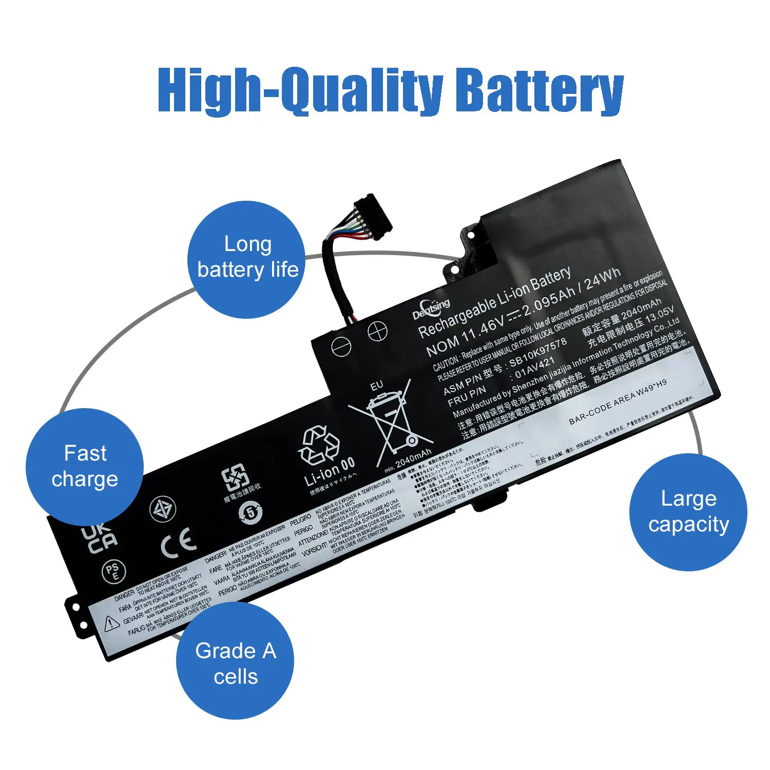 01AV421 01AV489 SB10K97578 Laptop Internal Battery for Lenovo ThinkPad A475 A485 T470 T480 TP25 Series Notebook 01AV419 01AV420
