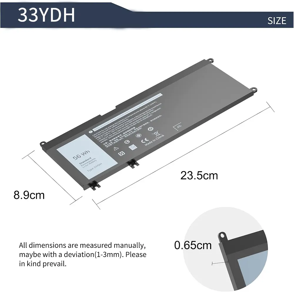 33YDH Battery for Dell Inspiron 17 7000 7778 7779 7773 7786 inspiron 15 7577 7586 Latitude 3380 3480 3490 3580 3588 3590 G3 3579