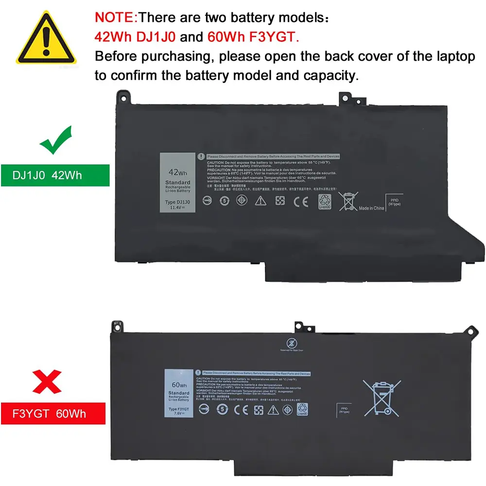 DJ1J0 Laptop Battery for Dell Latitude 12 7280 7290 E7280 E7290 13 7380 7390 E7380 E7390 14 7480 7490 E7480 E7490 C27RW PGFX4