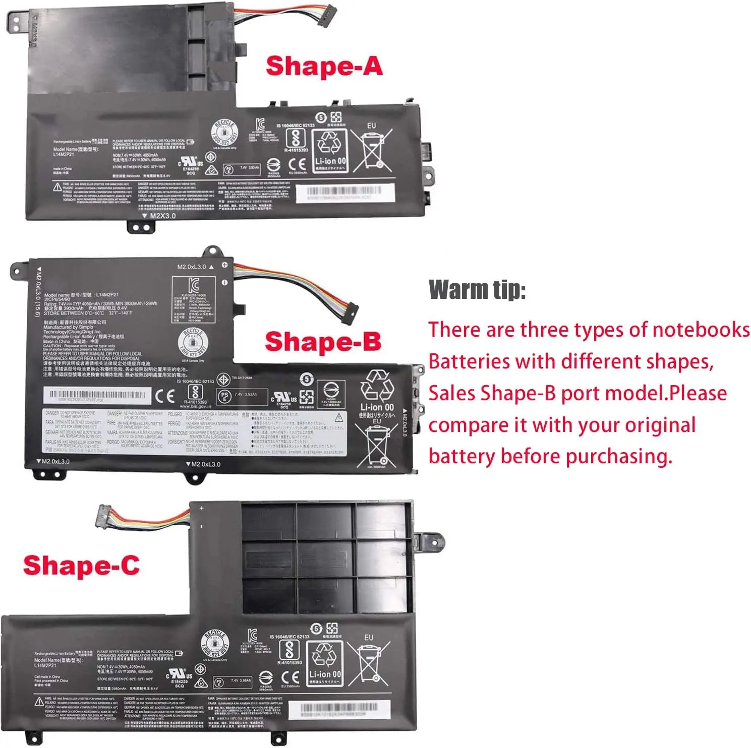 L14M2P21 L14L2P21 Laptop Battery for Lenovo IdeaPad 330S 330S-14AST 330S-14IKB 330S-141KB 330S-15ARR 330S-15AST 330S-15IKB