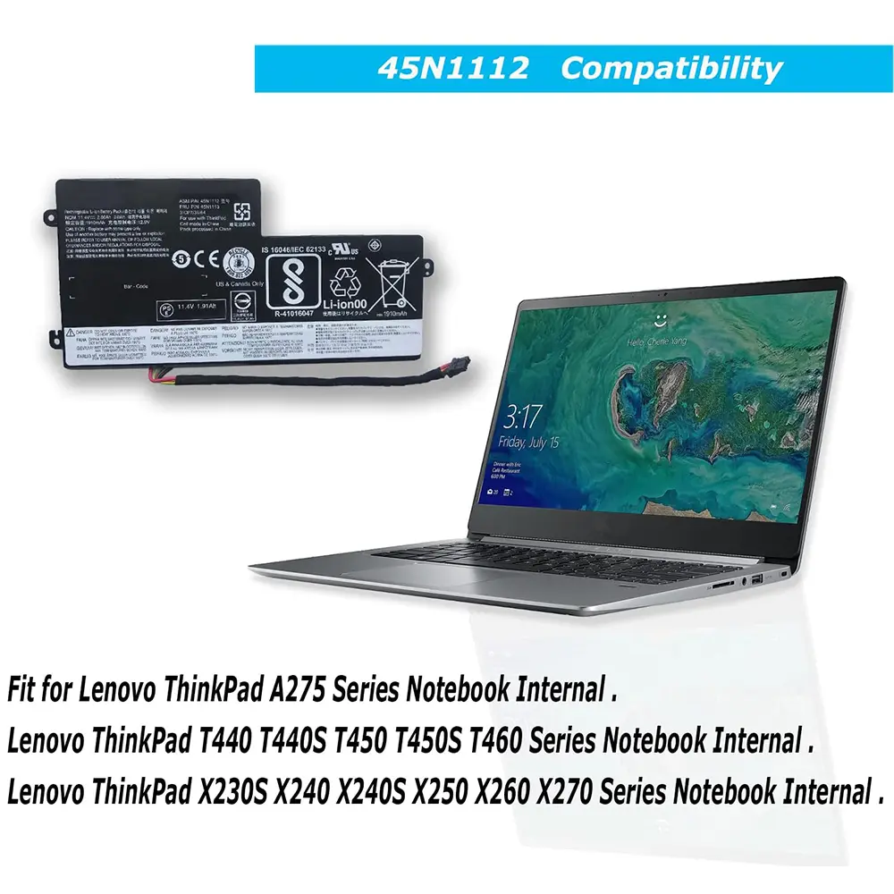 45N1112 Laptop Battery for Lenovo ThinkPad A275 T440 T440S T450 T450S T460 X230S X240 X240S X250 X260 X270 Series 45N1108