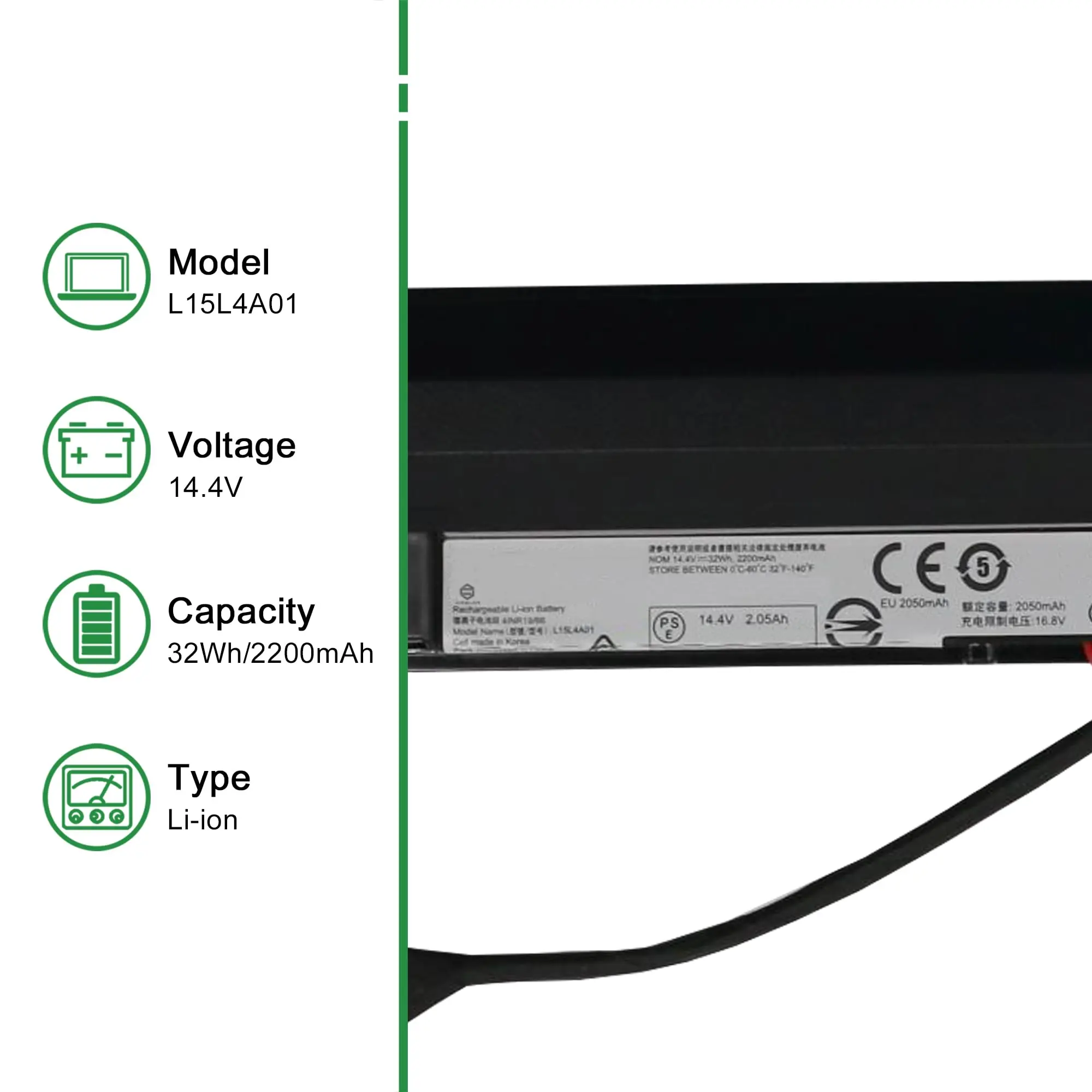 L15L4A01 5B10K02218 Battery for Lenovo IdeaPad 100-14IBD 100-15IBD 110-17ACL 300-15IBR Series B50-50 L15S4A01 L15S4E01 L15M4A01