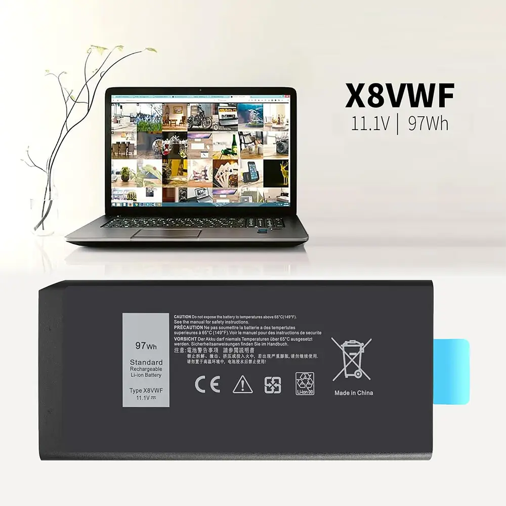 97Wh X8VWF Laptop Battery for Dell Latitude 14 Rugged 5404 5414 E5404 Extreme 7404 7414 E7404 Series P45G P45G002 P46G P46G001