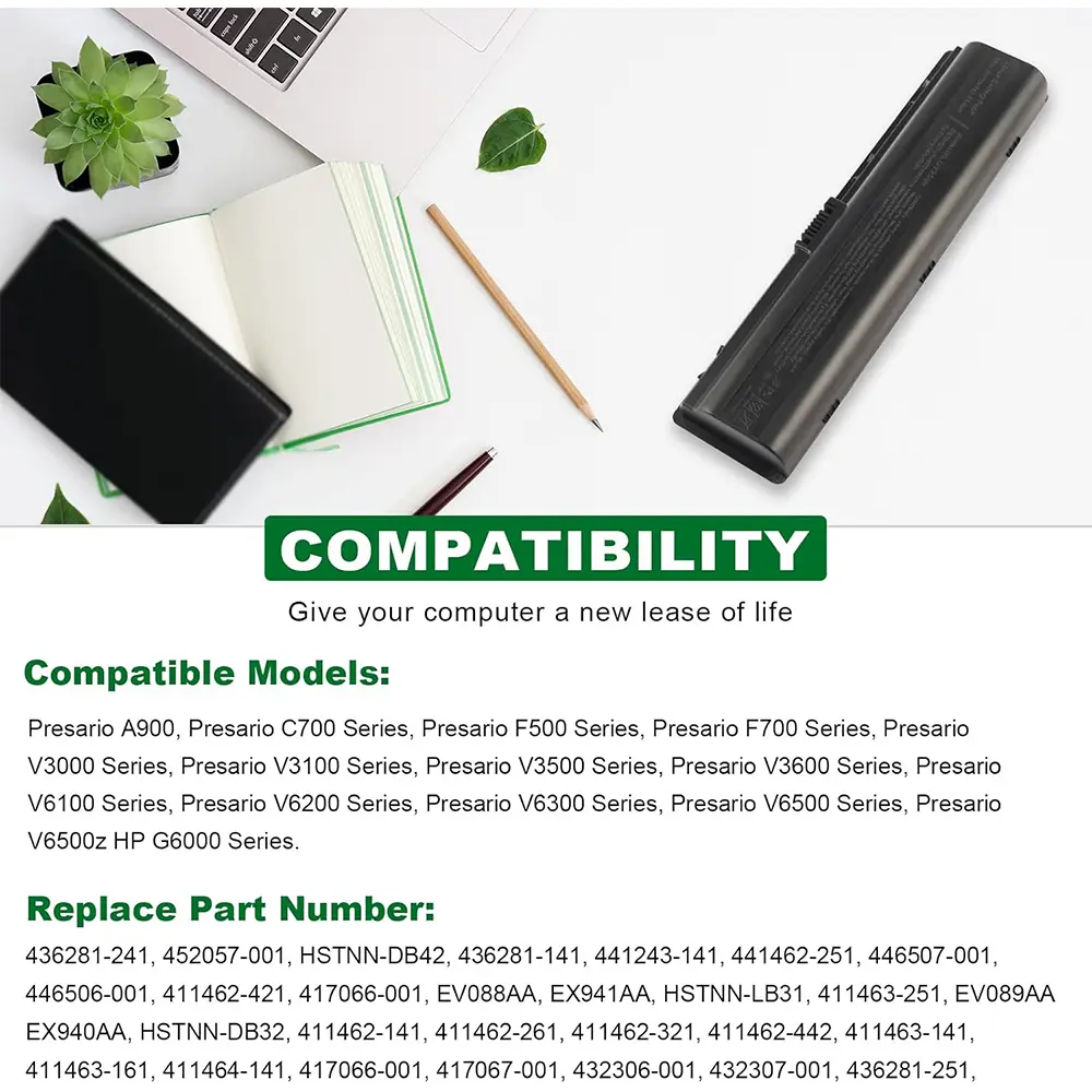 DV2000 Battery for Hp Pavilion DV2100 DV2500 DV6000 DV6700 441425-001 446506-001 446507-001 HSTNN-DB42 452057-001 HSTNN-C17C