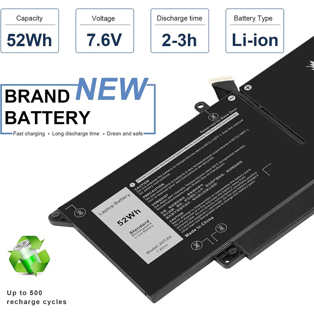 52Wh JHT2H Laptop Battery for Dell Latitude 7310 7410/7410 Chromebook Enterprise Series P34S P34S001 Y7HR3 35J09 4V5X2 HRGYV