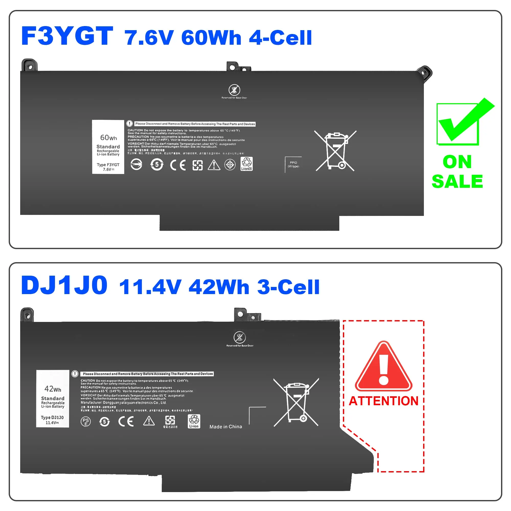 7480 F3YGT 2X39G Laptop Battery for Dell Latitude 12 7000 7280 7290 13 7000 7380 7390 14 7000 7480 7490 E7280 E7490 E7290 E7380