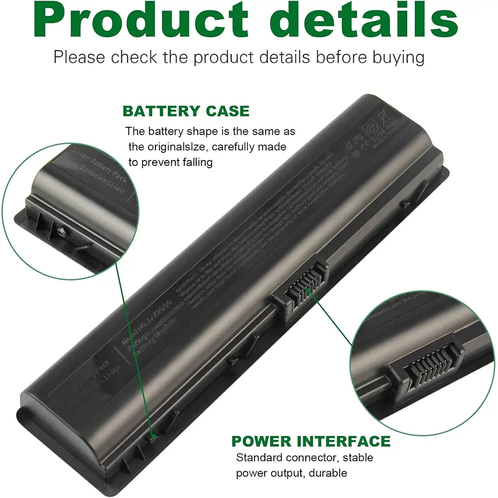 DV2000 Battery for Hp Pavilion DV2100 DV2500 DV6000 DV6700 441425-001 446506-001 446507-001 HSTNN-DB42 452057-001 HSTNN-C17C