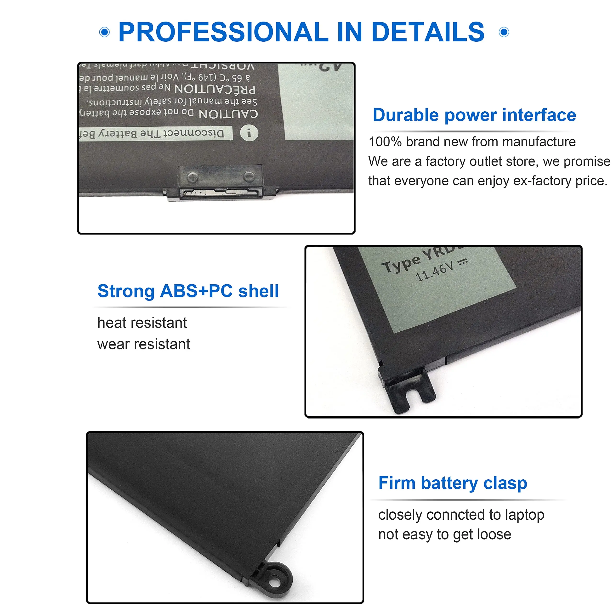 YRDD6 1VX1H Battery for Dell Inspiron 5482 5485 7586 3583 5491 5591 3310 2-in-1 5593 5584 3493 5480 3584 5493 Vostro 3491 5490