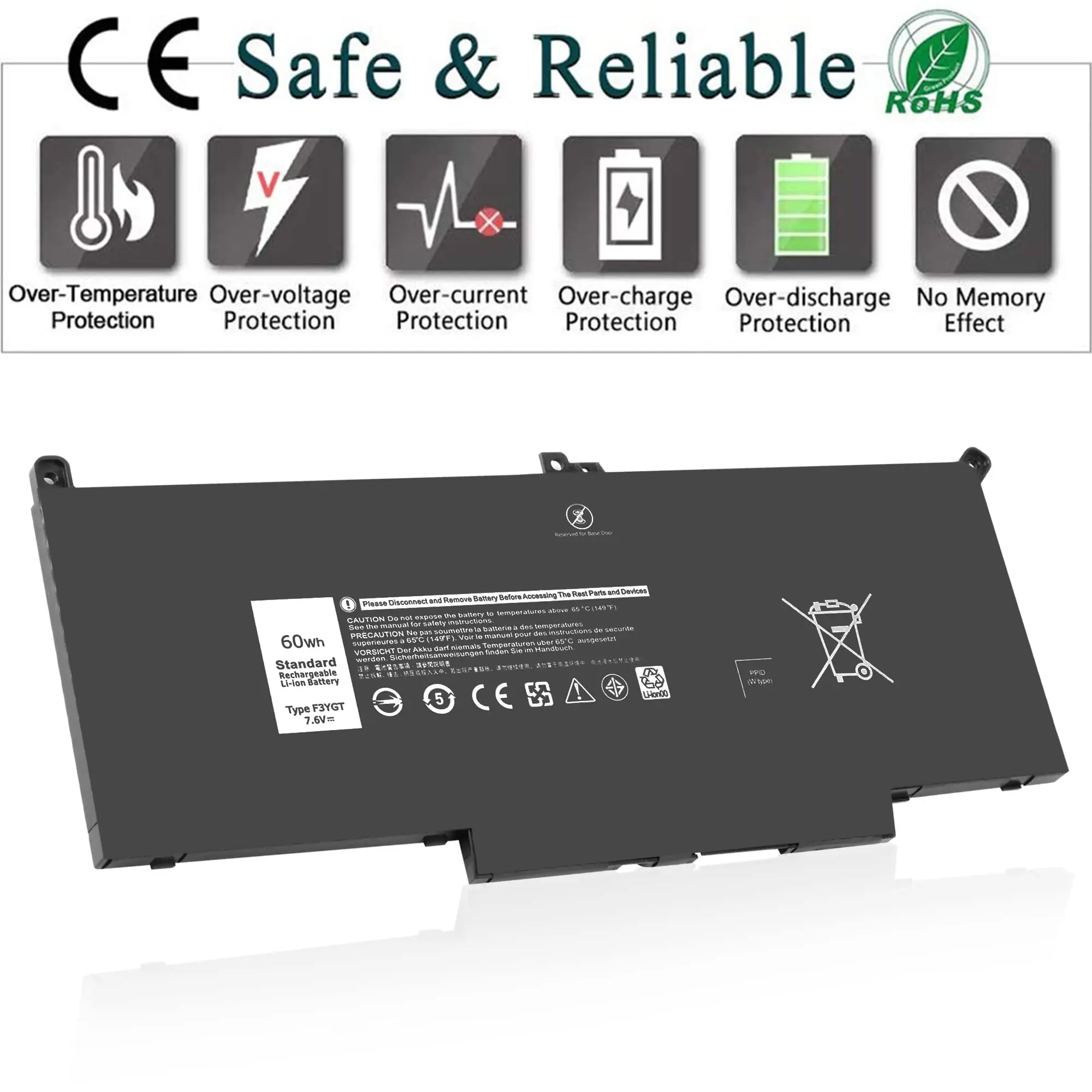 7480 F3YGT 2X39G Laptop Battery for Dell Latitude 12 7000 7280 7290 13 7000 7380 7390 14 7000 7480 7490 E7280 E7490 E7290 E7380