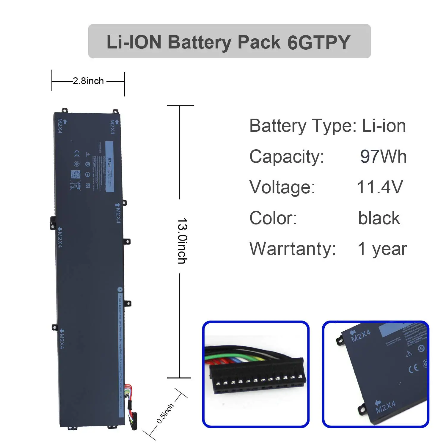 97WH 6GTPY Laptop Battery for Dell XPS 15 9560 9570 9550 7590 Precision 5540 5520 5530 5510 Vostro 7500 Series 5041C 5XJ28 GPM03