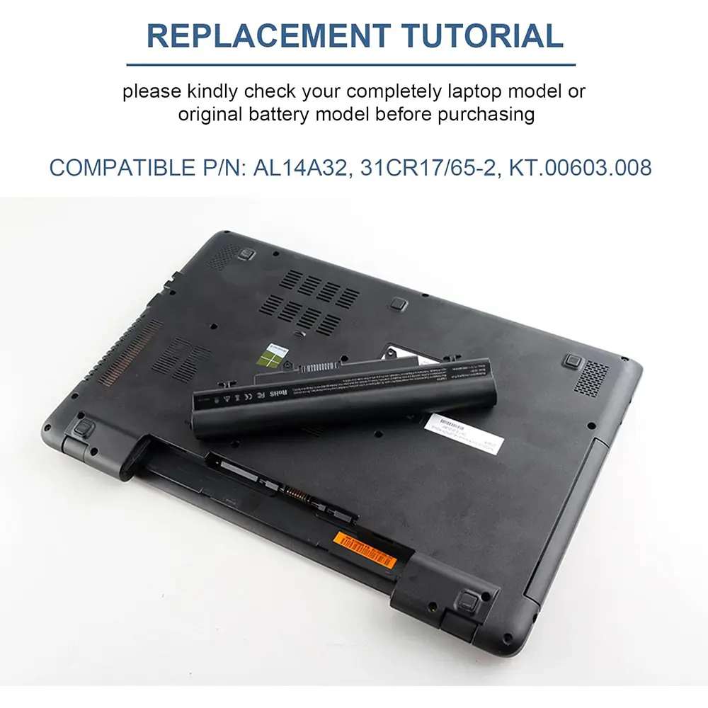Laptop Battery AL14A32 for Aspire E1-571 E5-571 E5-411 E5-421 E5-511 E5-521 V3-472 V3-572 E14 E15 Touch Extensa 2509 2510