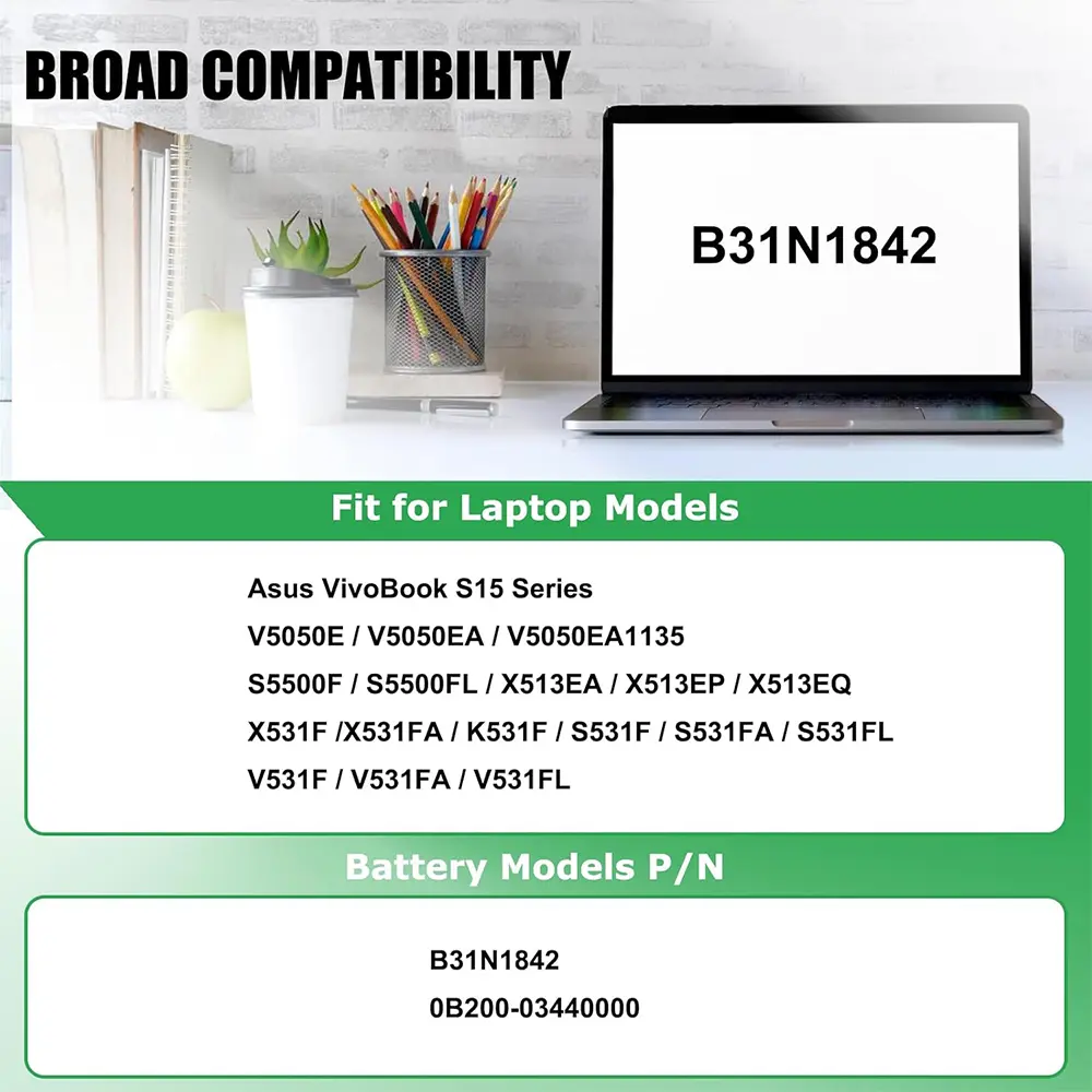 B31N1842 Laptop Battery for ASUS VivoBook S15 X513EA X513EP X513EQ X531F X531FA K531F S531F S531FA S531FL V531F S5500F V5050E