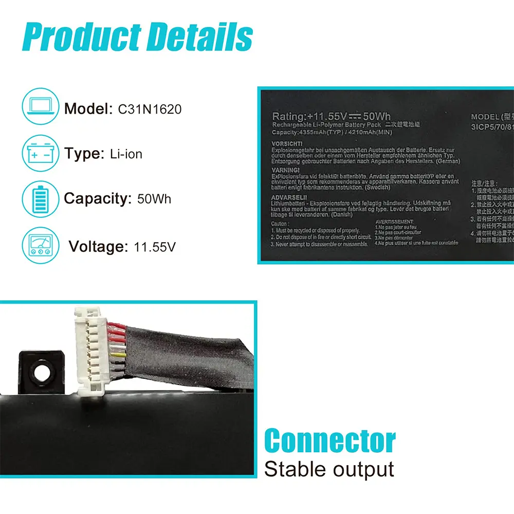C31N1620 Laptop Battery for Asus Zenbook UX430 UX430U UX430UA UX430UAR UX430UN UX430UNR UX430UQ U4100 U4100UN U4100UQ UX3400