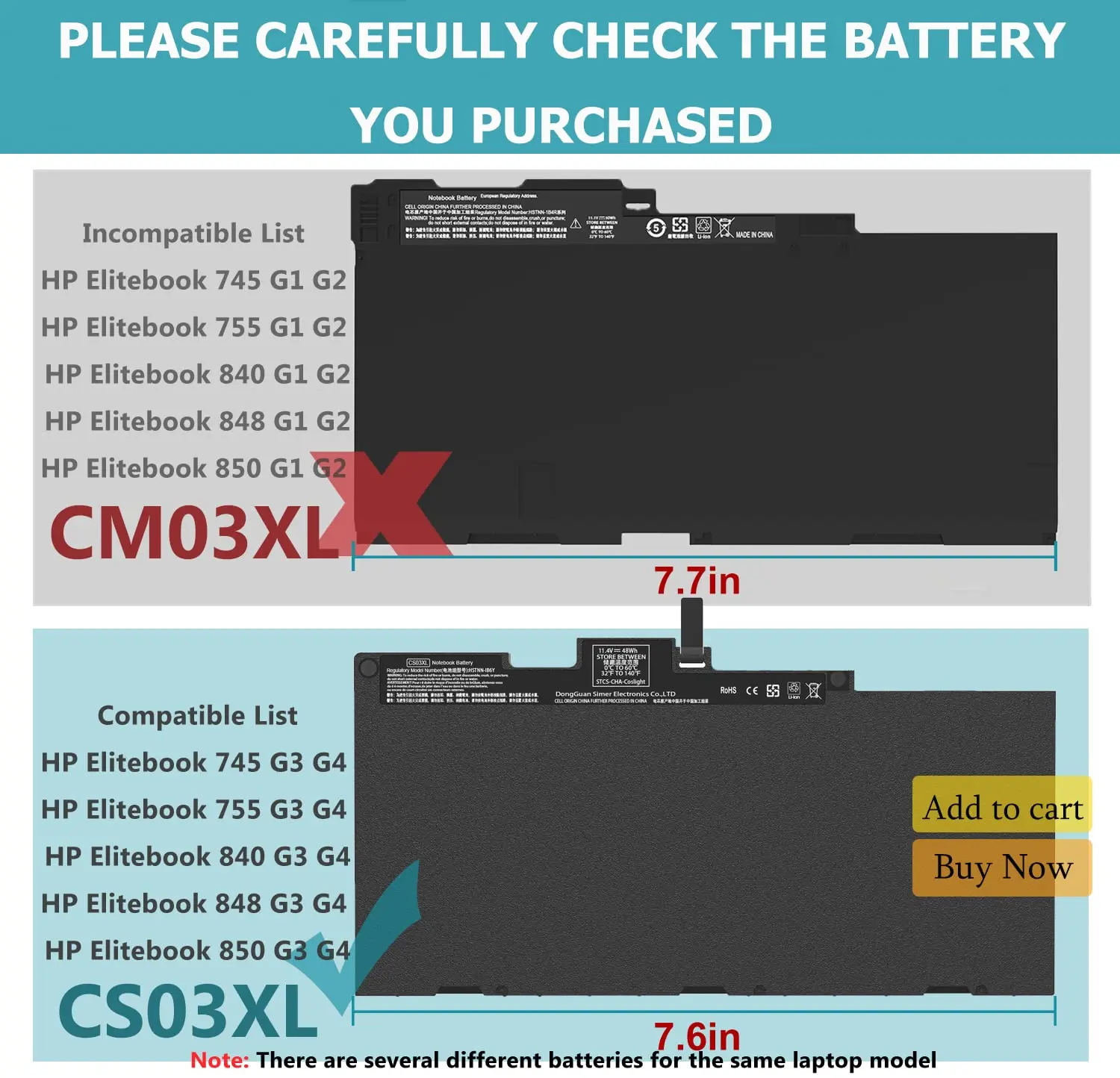 CS03XL Laptop Battery for HP Elitebook 840 G3 840 G4 850 755 745 G3 G4 ZBook 15U G3 G4 Series HSTNN-IB6Y 800513-001 CS03046XL