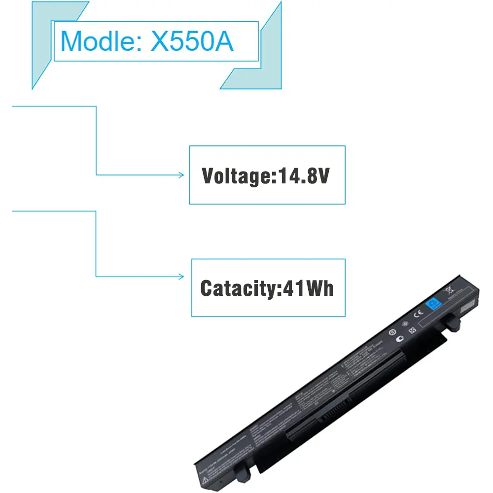 Battery for Asus A41-X550A A41-X550 R510C X550C X550L X550J R510L X550CA X552E X550V K550L F550V X550A P550C X550EA X550D R510