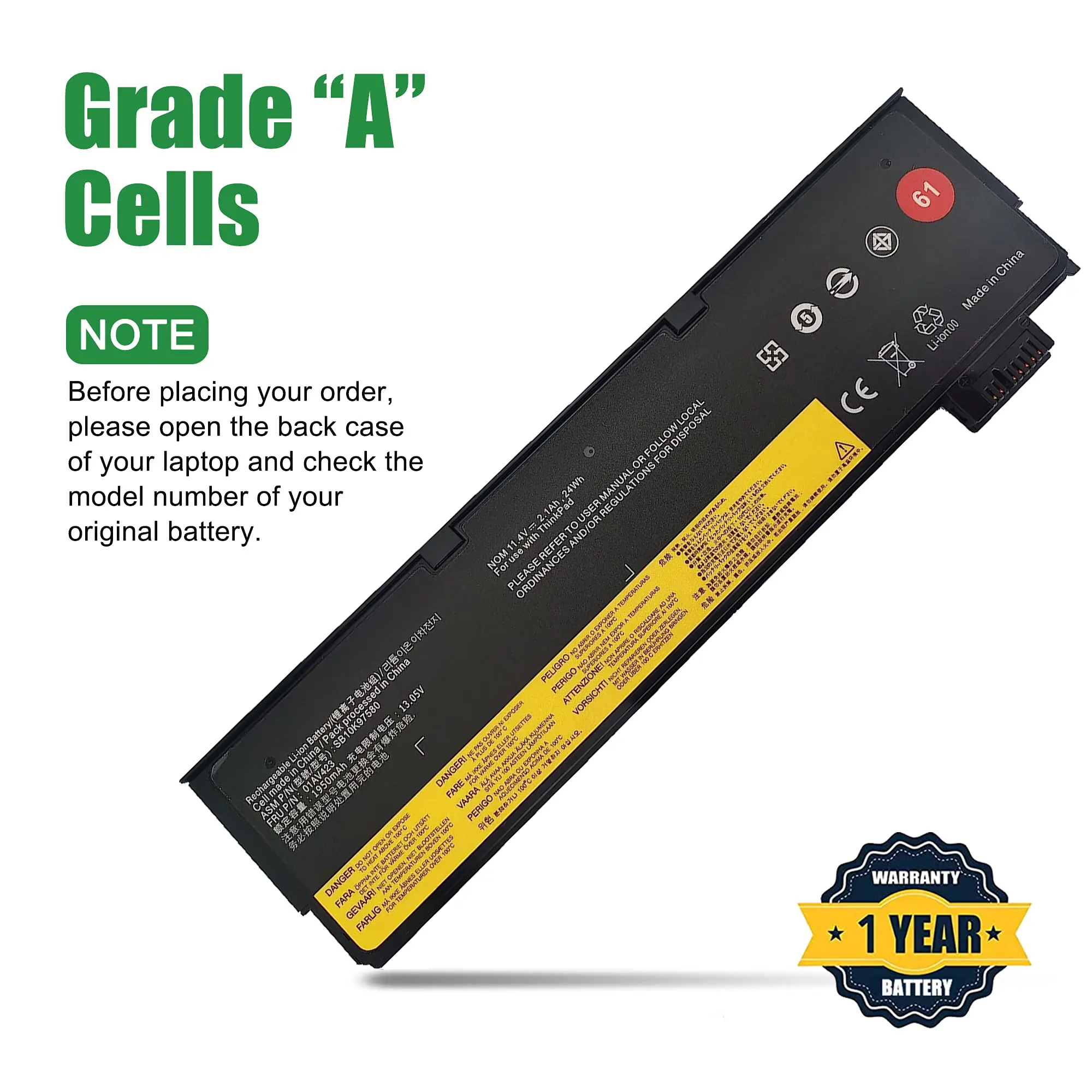 01AV423 SB10K97580 Battery for Lenovo ThinkPad T470 T480 T570 T580 A475 A485 P51S P52S Series 01AV422 SB10K97579 01AV424 01AV452
