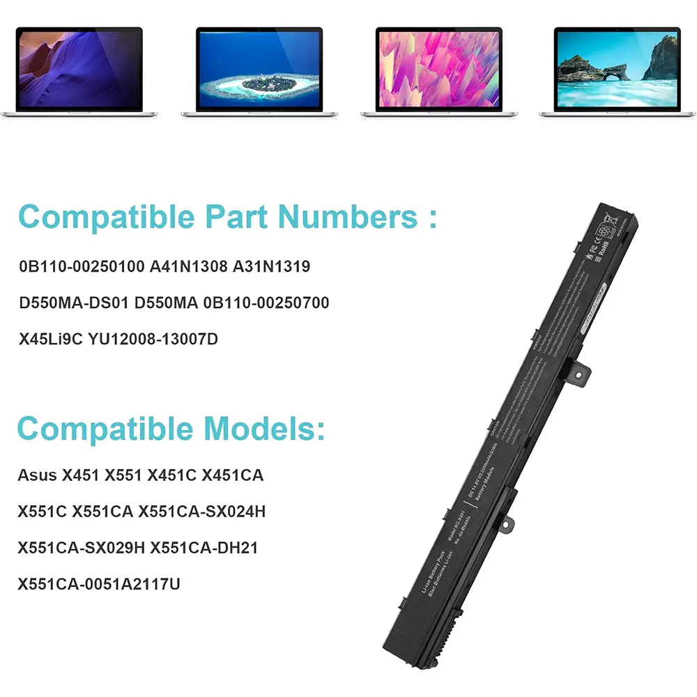 A31N1319 A41N1308 A41 Battery for Asus X451 X451C X451CA X551C X551CA X551CA-SX024H X551CA-SX029H X551CA-DH21 X551CA-0051A2117U