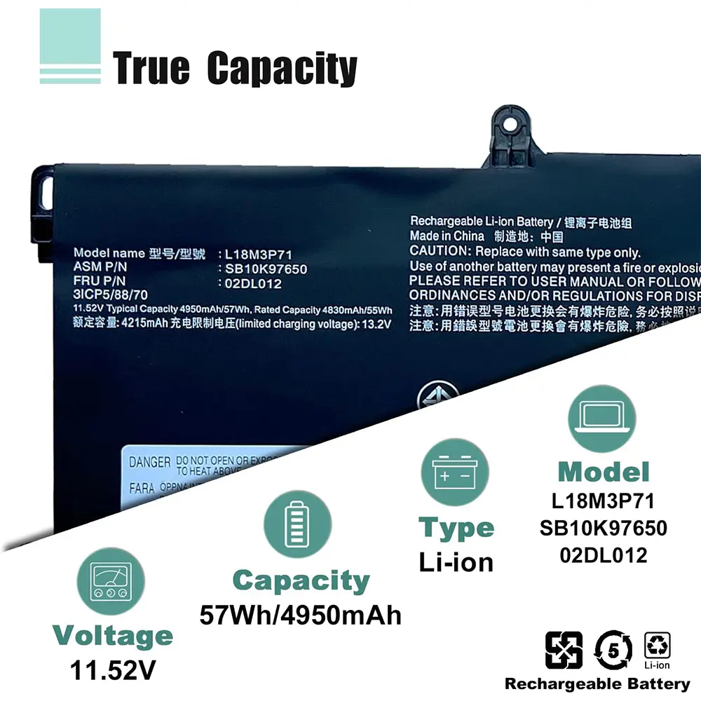 L18M3P71 L18L3P71 L18S3P71 Laptop Battery for Lenovo ThinkPad T590 P53S ThinkPad T15 P15s 1st Gen Series SB10K97650 SB10K97649