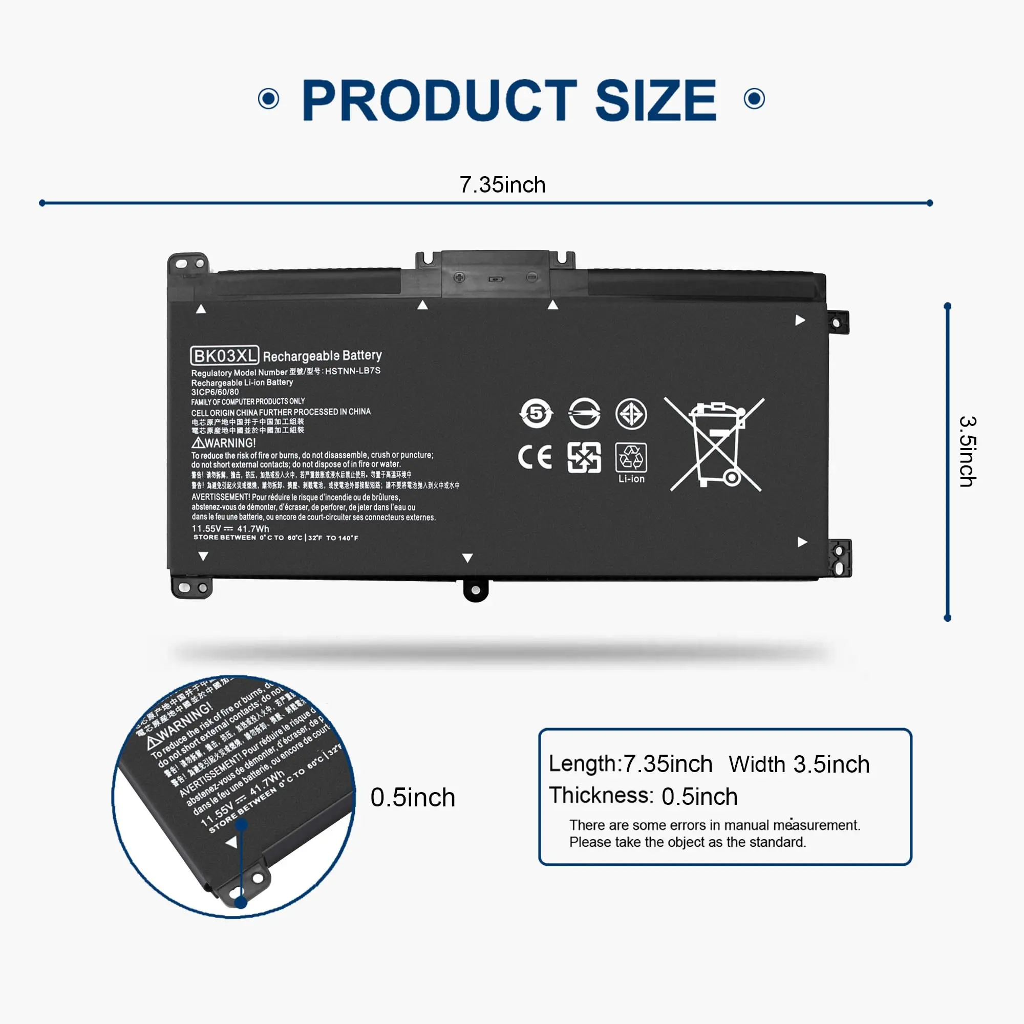 BK03XL 916811-855 Battery for HP Pavilion X360 14-ba0xx 14-ba2xx 14m-ba0xx 14m-ba1xx 14m-ba011dx 14m-ba013dx 14-ba253cl/bal125cl