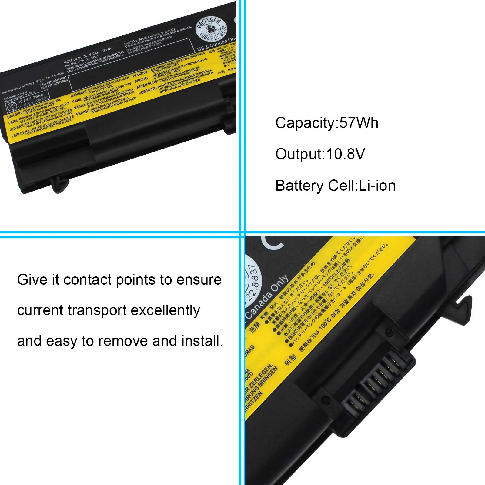45N1001 42N1000 Laptop Battery for Lenovo ThinkPad T430 T430i T530 T530i W530 W530i L430 SL430 0A36302 0A36303 45N1006 45N1007