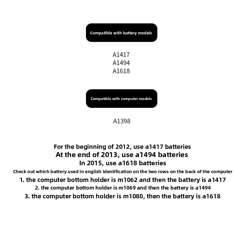 A1417 Battery For Apple macbook Pro Retina 15'' A1398 2012 year Early 2013 year MC975LL/A MC976LL/A MD831LL/A