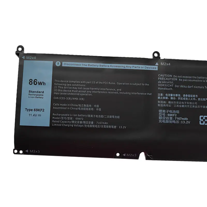 LIXI 11.4V 7167mAh 69KF2 Laptop Battery for DELL XPS 15 9500 9510 9520 9530 Precision 5550 5560 G15 5510 5511 5520 P87F 86WH