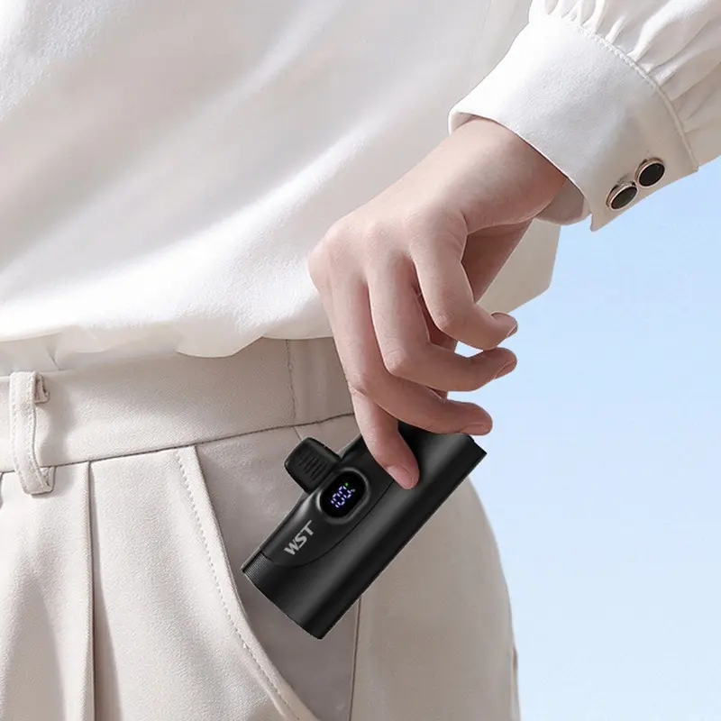For IPhone 13 Compact Portable Capsule Mini Mini Tail Plug Power Bank 5000mAh Straight Plug Charging Base Combination Set