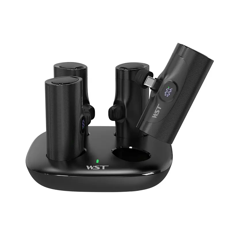 For IPhone 13 Compact Portable Capsule Mini Mini Tail Plug Power Bank 5000mAh Straight Plug Charging Base Combination Set