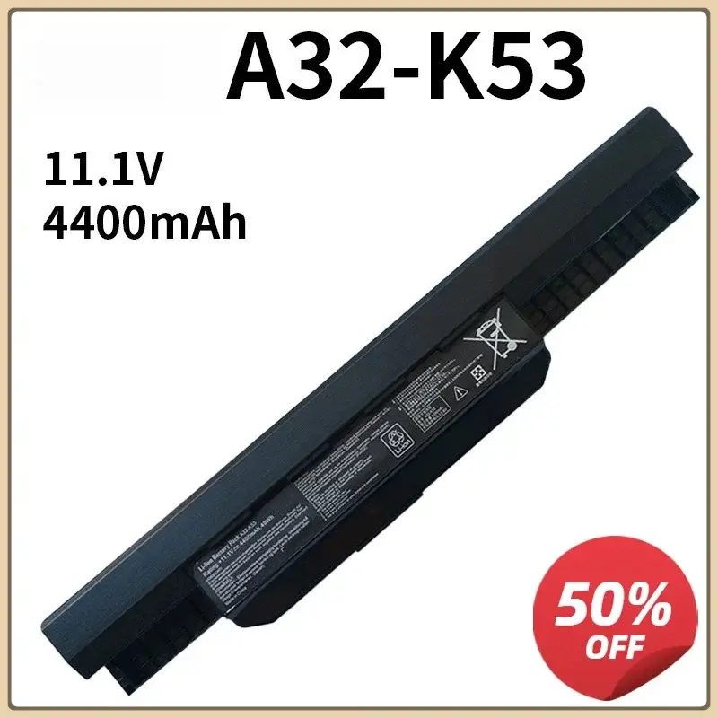 Long Life For ASUS Laptop Battery 11.1V 4400mAh for A32-K53 A43S A53S X44H X54H K43S X53E X43B No Bulge