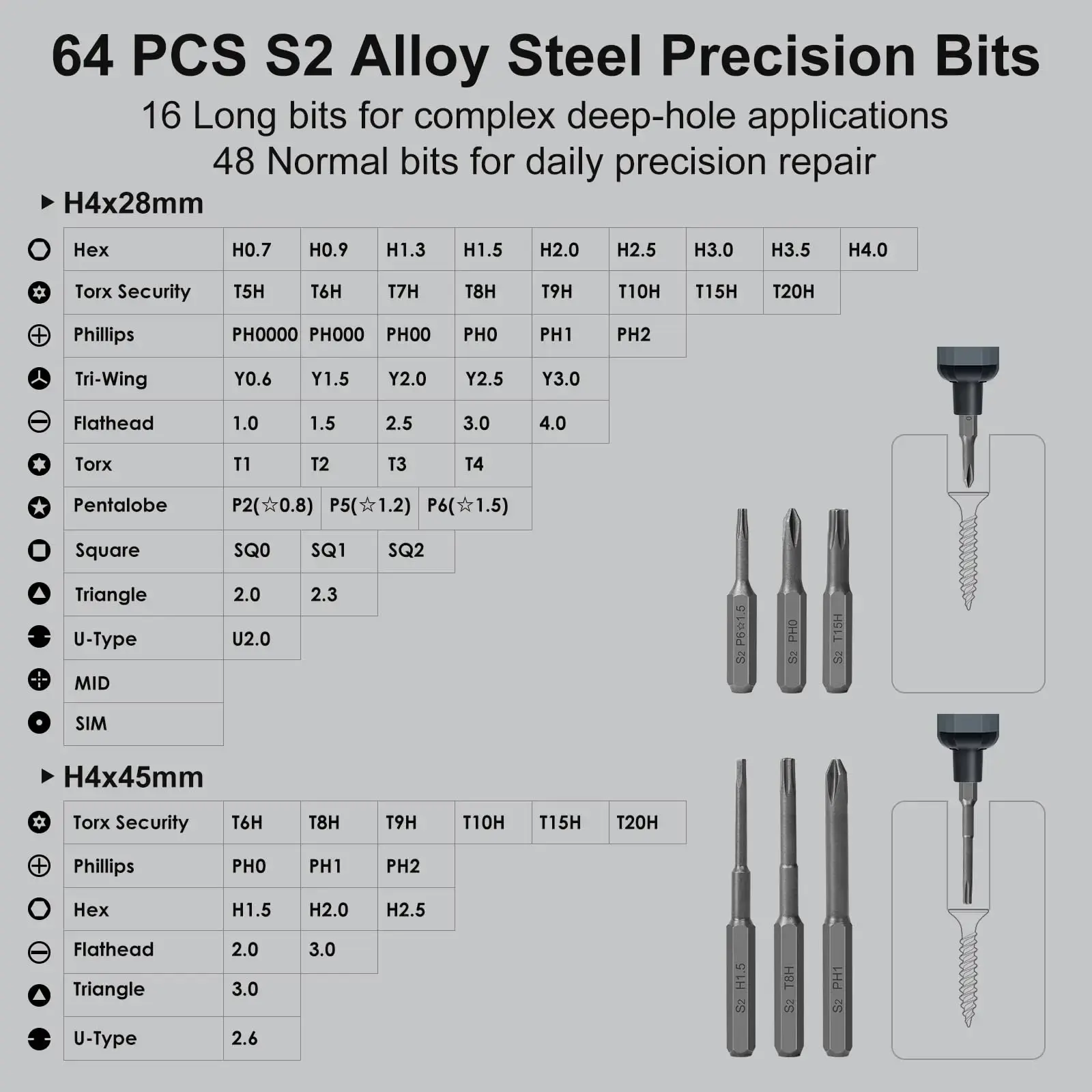 Precision Electric Screwdriver Set 68 in 1 Cordless74 S2 Precision Drill Bits 5 Torque Settings LED Clean Hand Repair Tool Kit