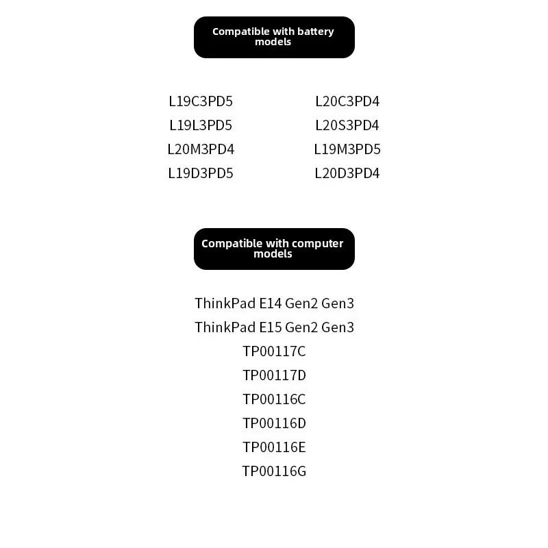 New L19D3PD5 Laptop Battery for Lenovo ThinkPad E14 E15 GEN2 3 TP00117A L19C3PD5 L19L3PD5 L19M3PD5 L20C3PD4 L20D3PD4 L20M3PD4