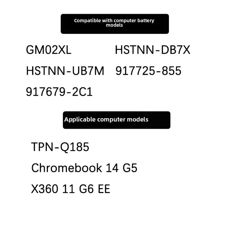 Laptop Battery For HP Chromebook 14 G5 Chromebook X360 11 G1 G2 EE Chromebook 11A G6 G8 EE 11 G7 G8 EE GM02XL 917725-855 7.7V