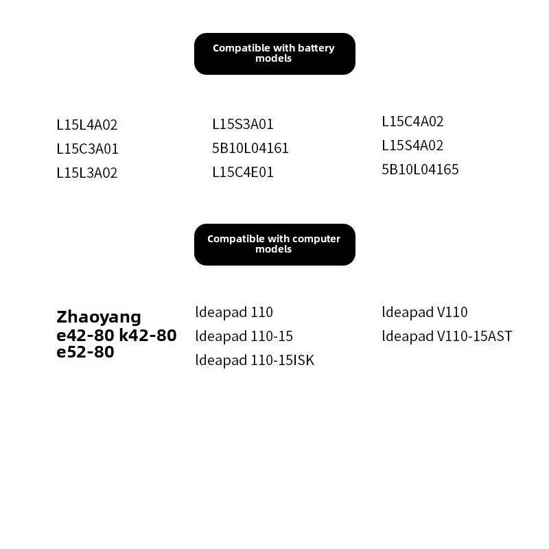 L15L4A02 L15S4A02 Battery For Lenovo Ideapad V110-15AST V110-14AST 15IAP 15ISK 15IKB E42-80 E52-80 L15C4A02 L15S4A02 L15L4E02