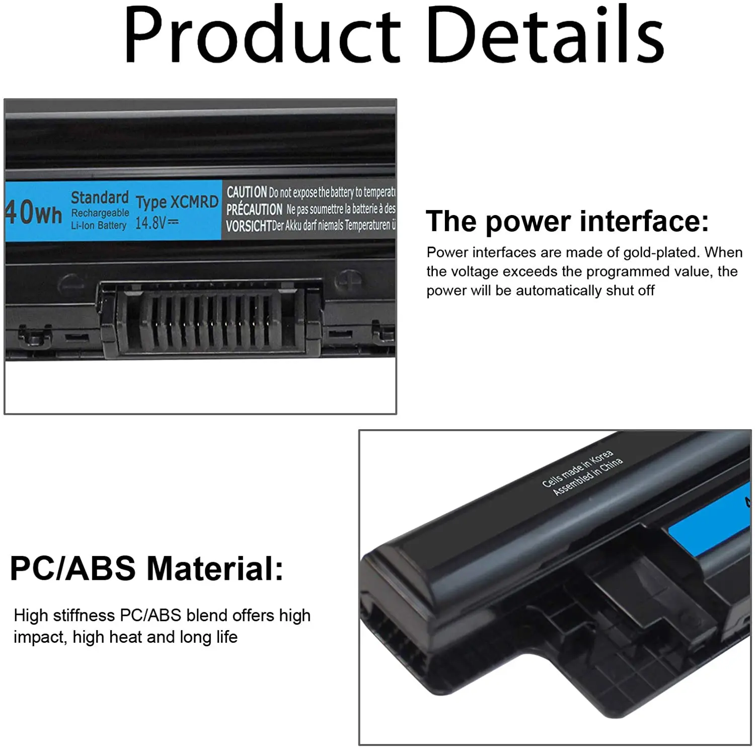 New 40Wh XCMRD 65WH MR90Y Laptop Battery for Dell Inspiron 3421 3437 3442 3443 3521 3721 3737 5421 5437 5537 3537 5521 5721 5737